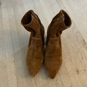 Loeffler Randall Isla cocoa suede bootie.